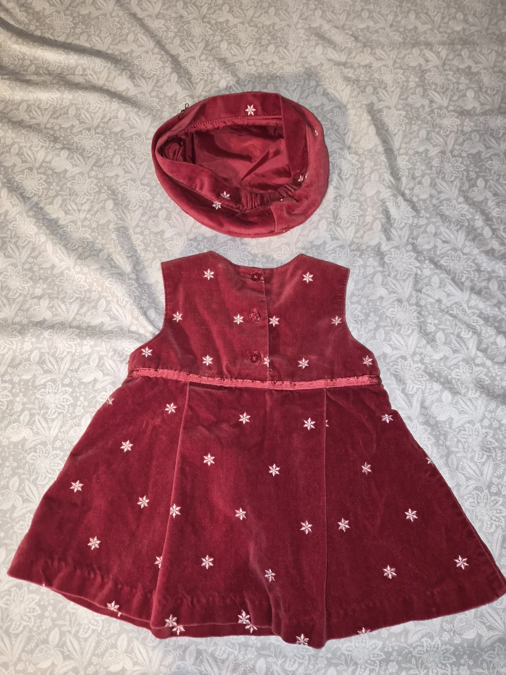 OshKosh B'gosh Red Velvet Dress with Matching Hat